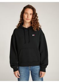 Tommy Jeans Damen Hoodie "TJW BXY BADGE HOODIE EXT", schwarz, casual, Gr. L, unifarben, Sweatware, Obermaterial: 100% Baumwolle, Sweatshirts, mit