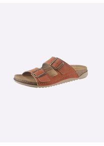 Fischer Damen Pantolette, Gr. 37, braun, Textil, Lederimitat, Schuhe