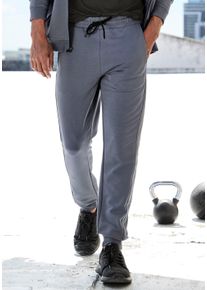 Le Jogger Herren Sweatpants, blau, sportlich, Gr. S, unifarben mit Farbeinsatz, Obermaterial: 50% Polyester, 45% Baumwolle, 5% Elasthan, Hosen, mit