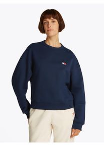 Tommy Jeans Damen Sweatshirt "TJW BXY BADGE CREW", blau, casual, Gr. M, unifarben, Sweatware, Obermaterial: 100% Baumwolle, Sweatshirts, mit