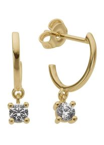 Firetti Damen Paar Creolen "Schmuck Geschenk Gold 333 Ohrschmuck Solitär-Optik glitzernd", Gelbgold 333, gold, Gelbgold 333, Ohrringe, mit Zirkonia