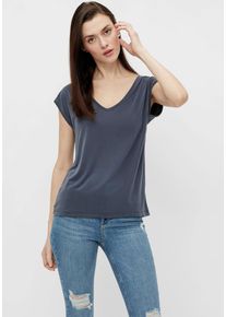 Pieces Damen Kurzarmshirt "PCKAMALA TEE NOOS BC", blau, casual, Gr. M, unifarben, Single Jersey, Obermaterial: 73% Modal, 27% Polyester, Shirts