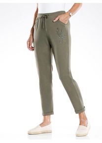 Classic Basics Damen Sweathose, grün, Gr. 46, unifarben, 100% Baumwolle, Hosen