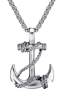 Firetti Damen Kette mit Anhänger "Schmuck Geschenk Edelstahl Halsschmuck Halskette Venezianerkette Anker", Edelstahl, L: 55cm, silber, Edelstahl,
