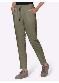 Heine Damen Schlupfhose, grün, Gr. 48, unifarben, 55% Leinen, 45% Viskose, Hosen