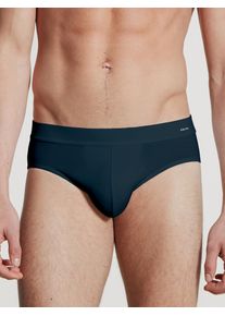 Calida Herren Slip, Gr. S, blau, Obermaterial: 95% Baumwolle, 5% Elasthan, unifarben, Unterhosen, mit kleinem Logo-Schriftzug