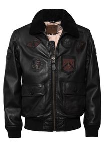 Top Gun Herren Lederjacke "TG2023004", schwarz, Gr. XL, Obermaterial: 100% Lammleder / Futter: 100% Polyester / Wattierung: 100% Polyester / Strick: