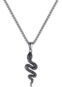 Firetti Damen Kette mit Anhänger "Schmuck Geschenk Edelstahl Halsschmuck Halskette Venezianer Schlange", Edelstahl, L: 55cm, schwarz, Edelstahl,