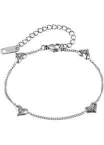 Firetti Damen Armband "Schmuck Geschenk Edelstahl Armschmuck Ankerkettengliederung Herzen", Edelstahl, silber, Edelstahl, Armbänder, mit Zirkonia