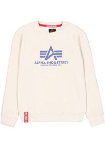 Herren Sweatshirt "Basic Sweater", weiß, modisch, Gr. L, Alpha Industries, bedruckt, angeraute Sweatware, Obermaterial: 80% Baumwolle, 20% Polyester,