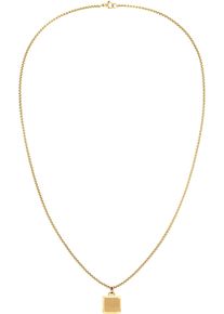 Tommy Hilfiger Herren Kette mit Anhänger "TH ICONIC SQUARE PENDANT, 2790543, 2790544", Edelstahl, L: 61cm, gold, Edelstahl, Halsketten, mit Emaille