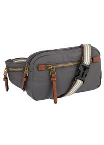 Camel Active Damen Bauchtasche "Bari", grau, Nylon, kontrastfarbene Details, Taschen, aus hochwertigem matten Nylon mit gestreiftem Gewebeband