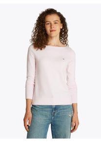 Tommy Hilfiger Damen Strickpullover "CO JERSEY STITCH BOAT-NK SWEATER", rosa, casual, Gr. XS, unifarben, Strick, Obermaterial: 67% Baumwolle, 33%