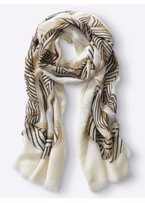 Heine Damen Modeschal, beige, Baumwollmischung, Modetücher