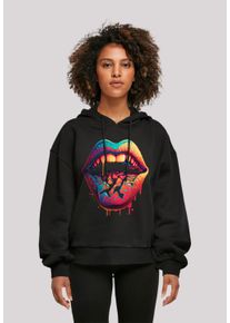 F4NT4STIC Damen Kapuzenpullover "Drooling Lips", schwarz, casual, Gr. XS, Obermaterial: 100% Baumwolle, Pullover, Print