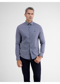 Lerros Herren Langarmhemd "Lerros Poplinhemd mit Haifischkragen, Punkt-Print", blau, Gr. S, 97% Baumwolle, 3% Elasthan, Hemden