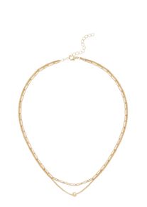 Lascana Damen Kette mit Anhänger, gold, elegant, glänzend, Edelstahl, Halsketten, Halskette in Layer Optik, doppelte Kette, Collier mit Kugel