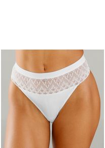 s.Oliver Damen String "Ivette", Gr. 32, weiß, Microtouch, Obermaterial: 81% Polyamid, 19% Elasthan, Unterhosen, mit modischem Einsatz aus graphischer