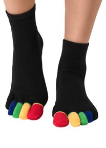 H.I.S. H.I.S Damen Zehensocken, Gr. 35, schwarz, Baumwolle, Polyamid, Polyester, Elasthan, uni und gemustert, Socken, im Streifenmuster weich und