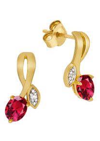 Firetti Damen Paar Ohrstecker "Schmuck Geschenk Gold 375 Ohrschmuck Farbstein Edelstein Rubin", Gelbgold 375, rot, Gelbgold 375, Ohrringe, mit Rubin,