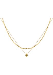 Firetti Damen Kette mit Anhänger "Schmuck Geschenk Edelstahl Halsschmuck Halskette Layer doppelreihig", Edelstahl, L: 52cm, gold, Edelstahl,