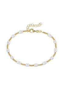 Smart Jewel Damen Armband "mit Kugeln und Süßwasser-Perlen, Silber 925", 19cm, Silber 925 (Sterlingsilber), weiß, Silber 925 (Sterlingsilber),