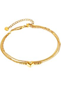 Firetti Fußkette "Schmuck Geschenk Edelstahl Körperschmuck Herzen Liebe", Edelstahl, gold, Edelstahl, Fußkettchen, mit Zirkonia (synth.)