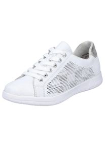 Rieker Damen Sneaker, Gr. 37, silber, Leder, sportlich, Schuhe, herausnehmbarer Textileinlage, Freizeitschuh, Halbschuh, Schnürschuh
