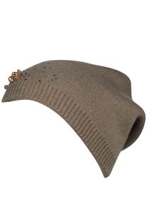 Damen Strickmütze, grau, modisch, Capelli New York, Feinstrick, Strick, Materialmix, Mützen, mit Schmucksteinen