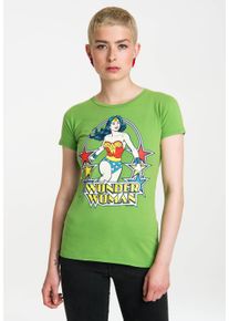 logoshirt Damen T-Shirt "Wonder Woman Stars", grün, casual, Gr. XS, bedruckt, 100% Baumwolle, Shirts, mit auffälligem Retro-Print