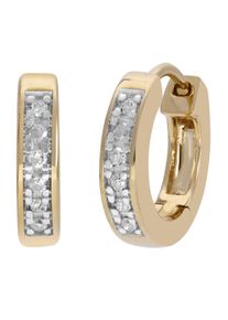 Firetti Damen Paar Creolen "Schmuck Geschenk Gold 585, Huggie", 0,08 ct P2 = erkennbare Einschlüsse, Gelbgold 585-Diamanten, gold, Gelbgold 585,