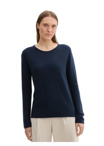 Tom Tailor Damen Strickpullover "Otto", blau, casual, Gr. XS, unifarben, Strick, Obermaterial: 60% Baumwolle, 40% Viskose, Pullover, mit Viskose