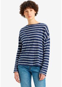 Levi's LEVI'S Damen Langarmshirt "MARGOT LONG SLEEVE BLUE", blau, casual, Gr. S, Single Jersey, Obermaterial: 100% Baumwolle, Shirts