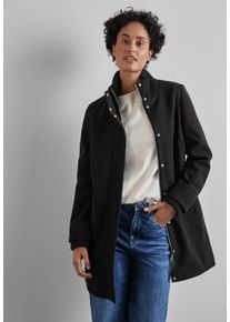 Street One Damen Parka, schwarz, casual, Gr. 36, unifarben, Stoff, Obermaterial: 100% Polyester; Futter 100% Polyester, Jacken, mit Stehkragen