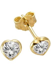 Firetti Damen Paar Ohrstecker "Schmuck Geschenk Gold 333 Ohrschmuck Ohrringe Herz", Gelbgold 333, gold, Gelbgold 333, Ohrringe, mit Zirkonia (synth.)