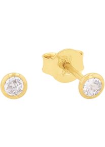 Amor Damen Paar Ohrstecker "2014003, 2032036", Gelbgold 750, gold, Gelbgold 750, Ohrringe, mit Zirkonia (synth.)