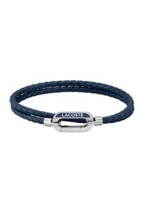 Lacoste Herren Armband "Schmuck Edelstahl Armschmuck Lederarmband STARBOARD", Leder-Edelstahl, blau, Leder, Edelstahl, Armbänder