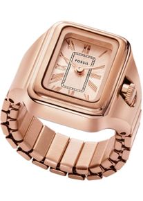 Fossil Damen Uhrenring "RAQUEL WATCH RING", rosa, Armbanduhren, Quarzuhr, Damenuhr, analog, Edelstahl, Flexband, Zugband