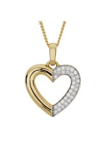 OROLINO Damen Kette mit Anhänger "Gold 585 Herz-Anhänger mit 31 Brillanten zus. 0,25ct.", 42/45cm, 0,25 ct, Gold, L: 45cm B: 17.5mm, gelb, Gold,