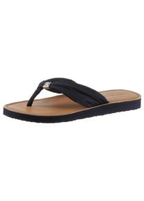 Tommy Hilfiger Damen Zehentrenner "TH ELEVATED BEACH SANDAL", Gr. 42, blau, Textil, sportlich, Schuhe, Sommerschuh, Bequemschuh, Flats, Schlappen mit