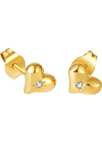 Firetti Damen Paar Ohrstecker "Schmuck Geschenk Edelstahl Ohrschmuck Ohrringe Herz", Edelstahl, gold, Edelstahl, Ohrringe, mit Zirkonia (synth.)