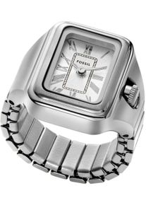 Fossil Damen Uhrenring "RAQUEL WATCH RING", silber, Armbanduhren, Quarzuhr, Damenuhr, analog, Edelstahl, Flexband, Zugband