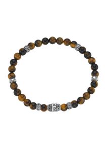 Herren Armband "schwarzer Achat, Tigerauge oder synth. Türkis, Silber 925", 20cm, Silber 925 (Sterlingsilber), braun, Giorgio Martello MILANO, Silber