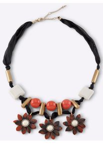 Heine Damen Collier, bunt, Textil, Microfaser, Metall, Kunststoff, Glas, Halsketten