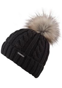 Chillouts Damen Bommelmütze "Joan Hat", schwarz, feminin,klassisch,modisch,sportlich, unifarben, Zopfmuster, Grobstrick, Strick, Kunstfaser, Mützen,