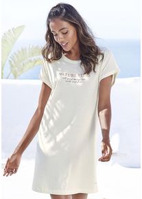 Lascana Nachthemd braun Gr. 32/34 für Damen. Mit Rundhals. Loose Fit. Nachhaltig.