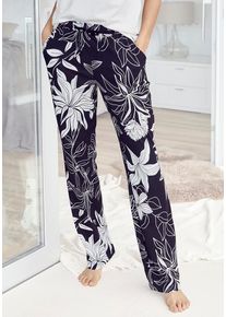 Lascana Schlafhose mehrfarbig Gr. 32/34 für Damen. Mit Allover-Druck, Samtband. Bequem. Nachhaltig.