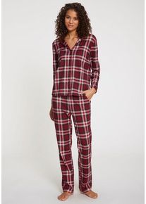 Lascana Pyjama rot Gr. 40/42 für Damen. Mit V-Ausschnitt. Bequem