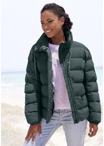 ELBSAND Steppjacke blau Gr. L/40 für Damen. Mit Leder-Badge, Logodruck. Comfort Fit