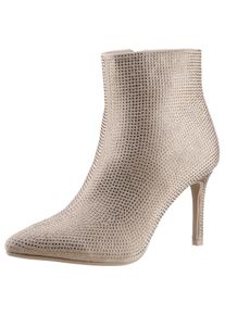 ANISTON SHOES Damen Stiefelette, Gr. 41, beige, Velourslederimitat, Glitzer, elegant, Schuhe, Abendstiefelette mit Glitzersteinchen - NEUE KOLLEKTION